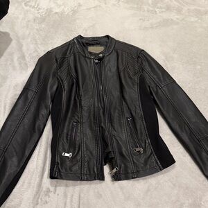 Women's Black Faux Leather Jacket - Maurice’s size XS